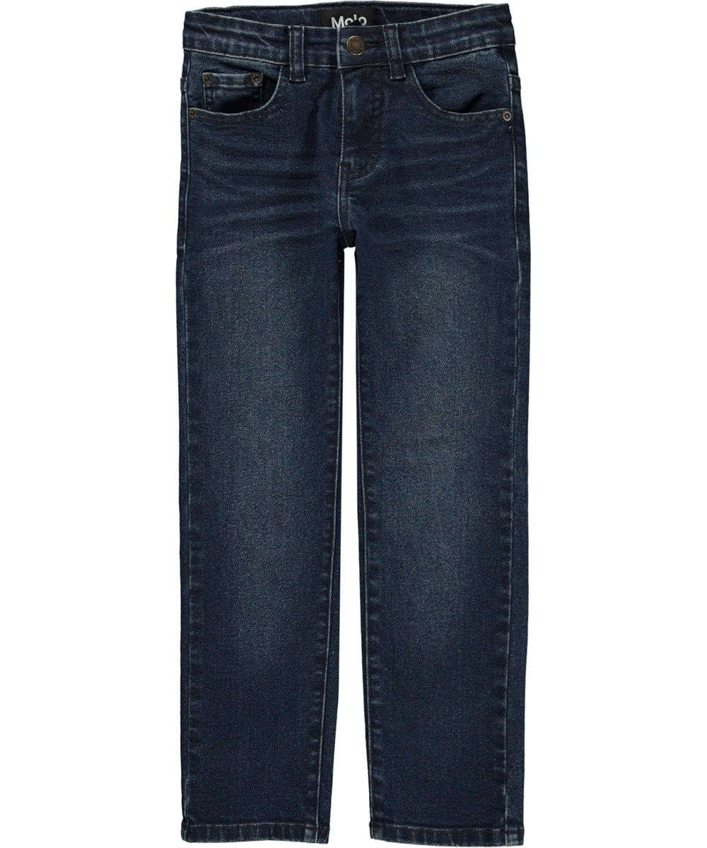 Aksel - Dark Indigo - Donkerblauwe biologische jeans met streek en gerecycled polyester