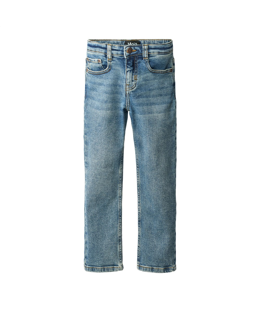 Aksel - Worn Denim - Lichtblauwe slim-fit jeans van biologisch katoen met stretch en zij- en achterzakken.