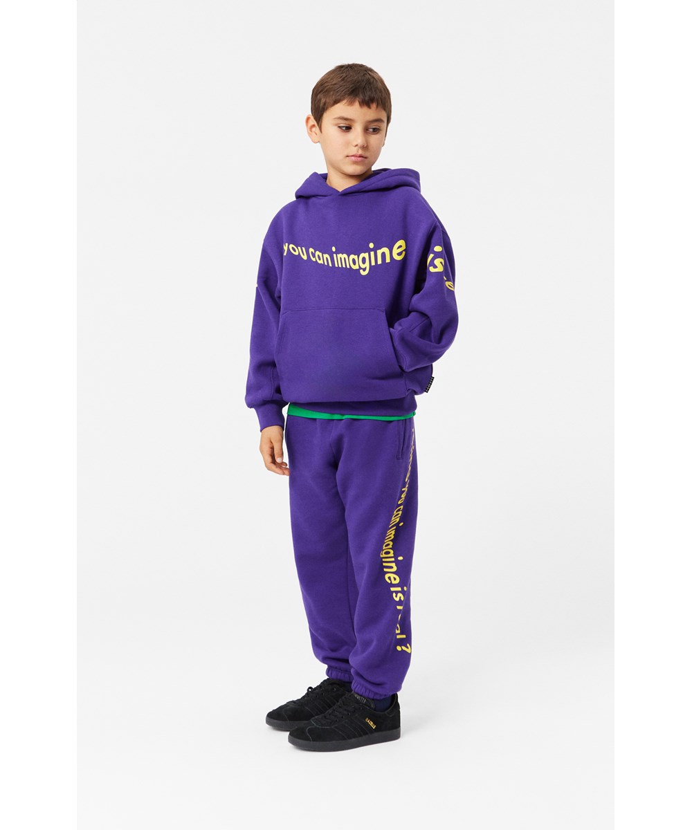 Allen - Nightshade - Paarse biologische katoenen joggingbroek met verstelbare taille en enkel elastiek.
