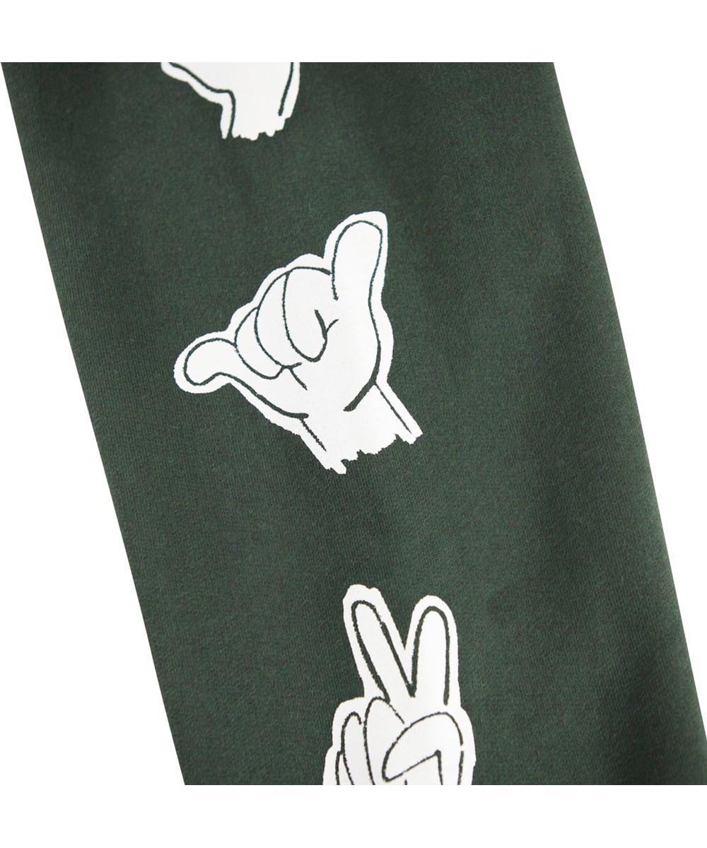 Allen - By Hands - Groene joggingbroek voor kinderen gemaakt van biologisch katoen.