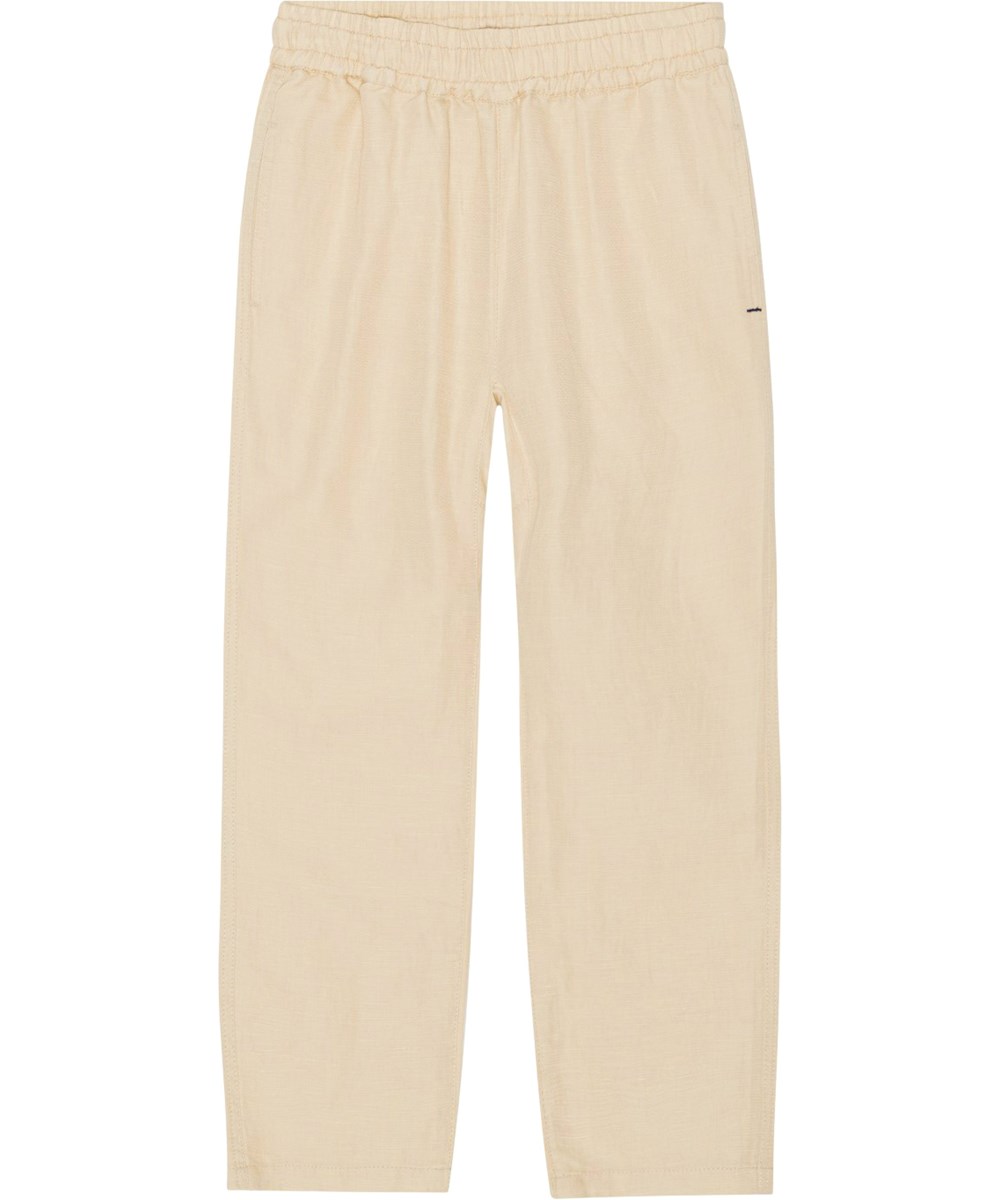 Amor - Sandy - Zandkleurige linnen broek