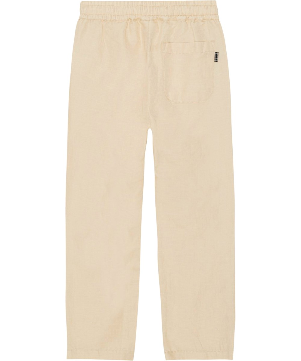 Amor - Sandy - Zandkleurige linnen broek