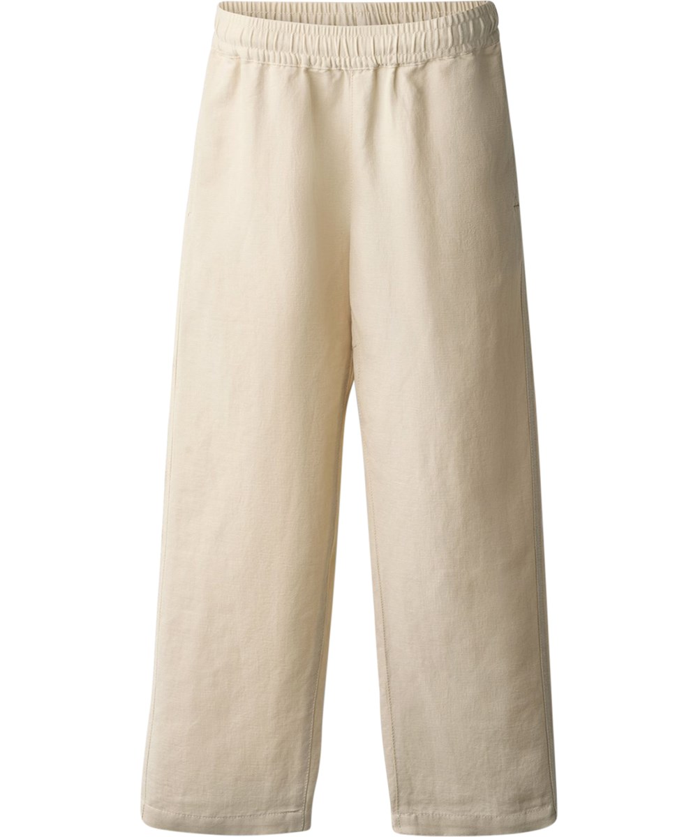 Amor - Summer Sand - Beige linnen kinderbroek met een elastische tailleband