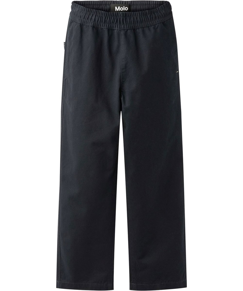 Amor - Black - Zwarte chino kinderbroek gemaakt van biologisch katoen met een elastische tailleband.