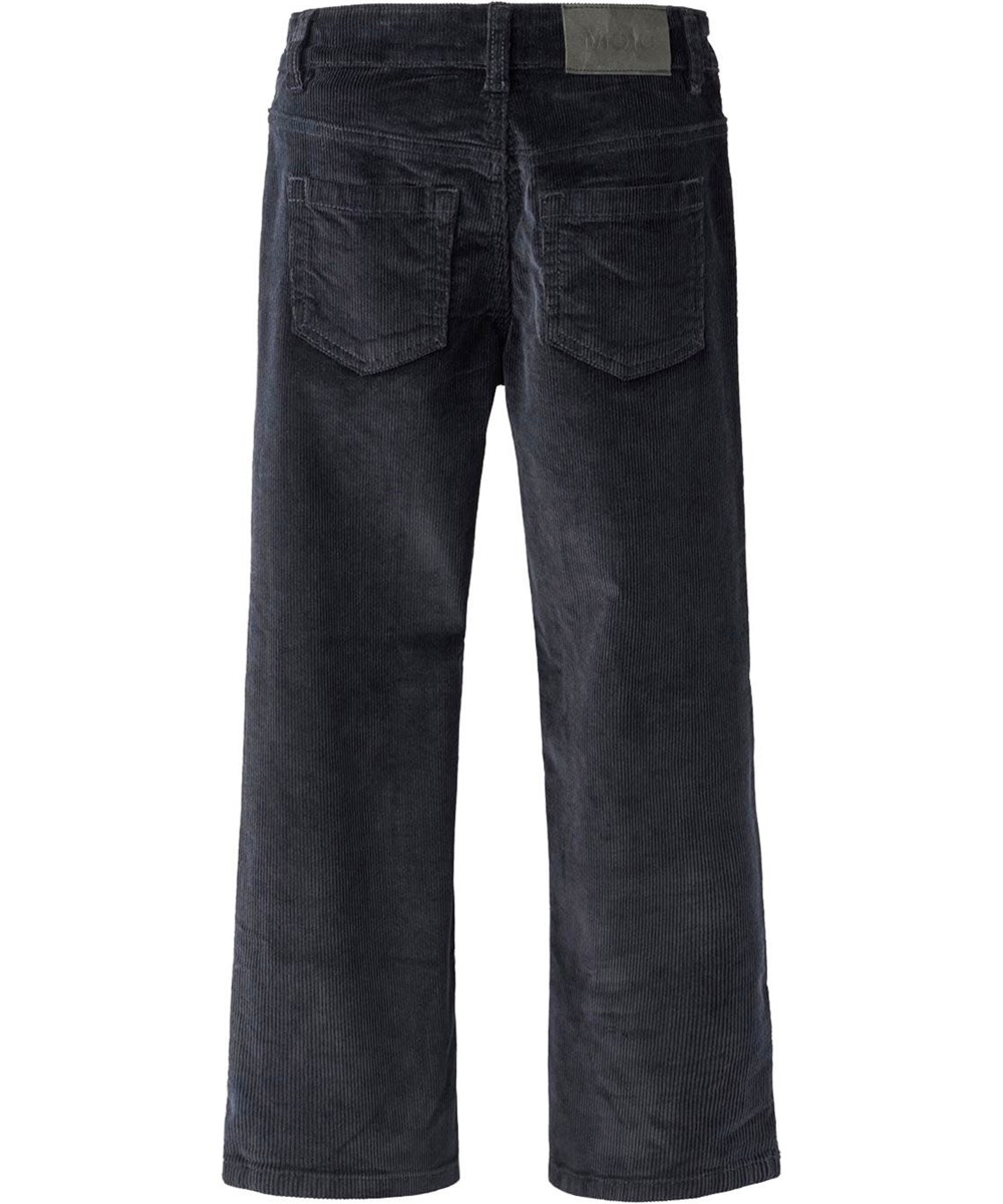 Andy - Galaxy Blue - Donkerblauwe kinderbroek van geribbeld fluweel met zakken en achterzakken.