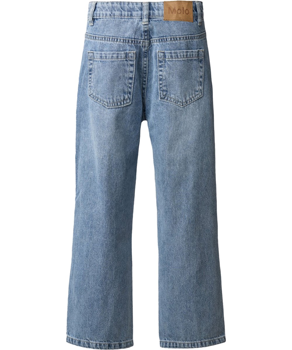 Andy - Light Vintage - Blauwe kinderspijkerbroek met een verstelbare taille gemaakt van biologisch katoen spijkerstof. 