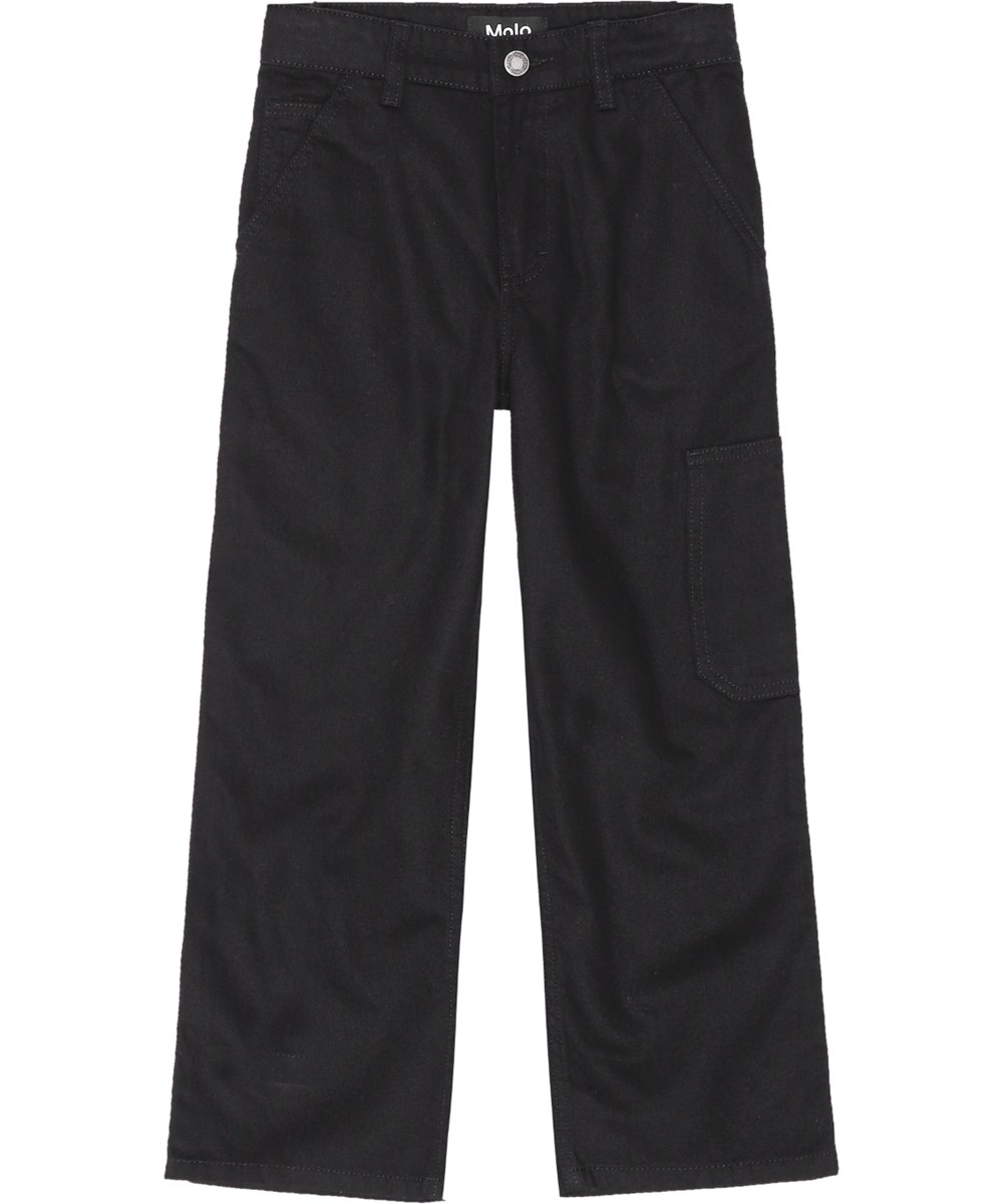 Archer - Black - Zwarte spijkerbroek met een losse pasvorm en details van werkkleding.