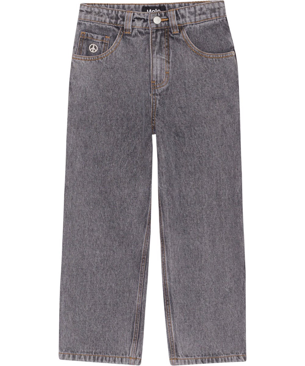 Aska - Black Washed - Grijze jeans in een zeer ruimvallende pasvorm