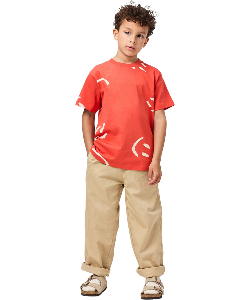 Aster - Desert - Beige kinderbroek met een interne koordje gemaakt van biologisch katoen 