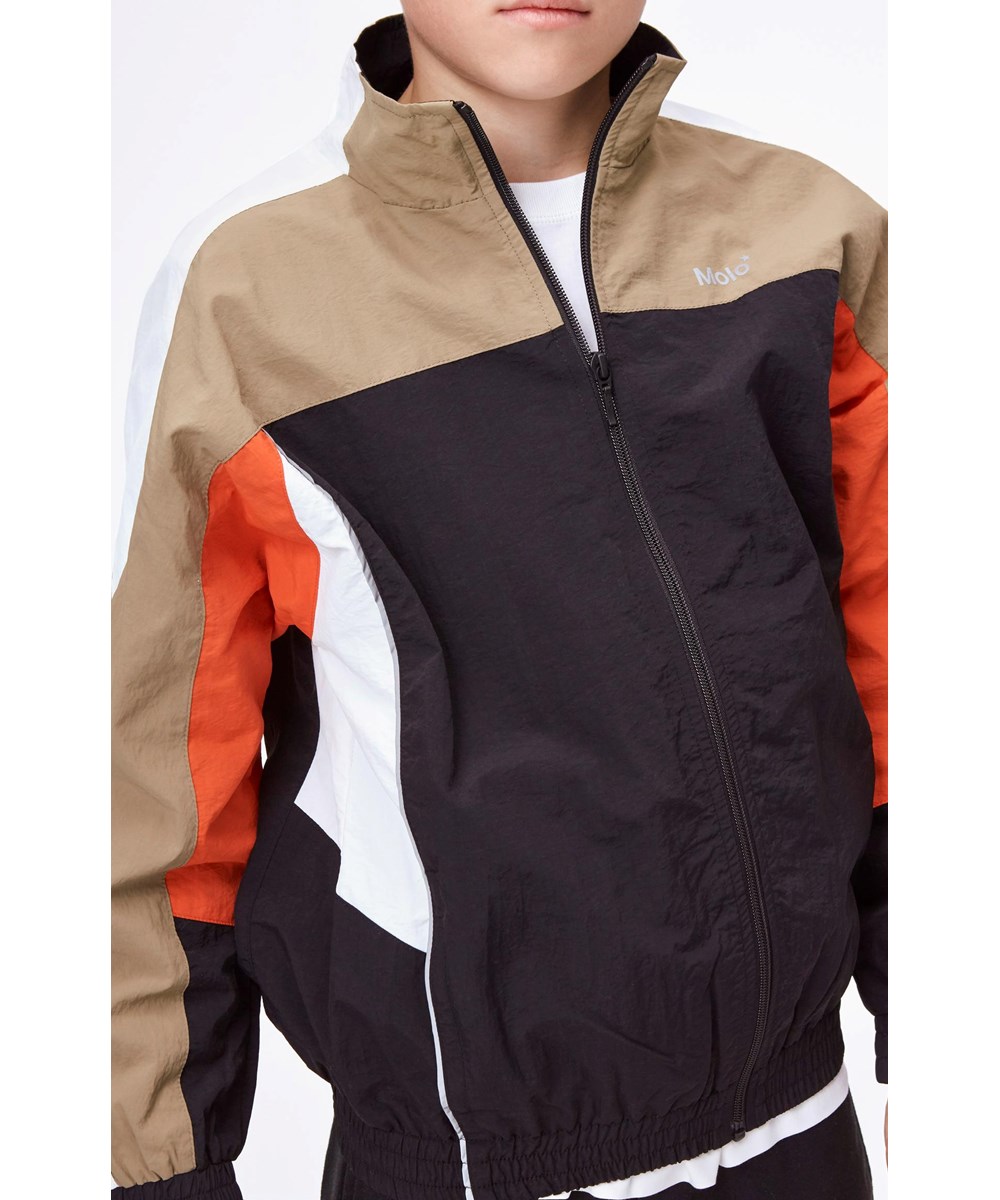Molton - Black - Beige en zwarte trainingsjas met wit