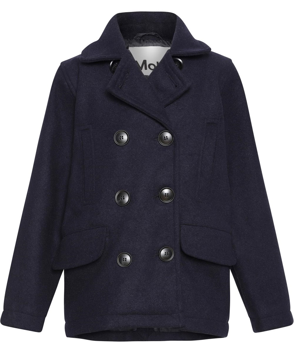 Horatio - Dark Navy - Donkerblauwe jas met knopen en revers