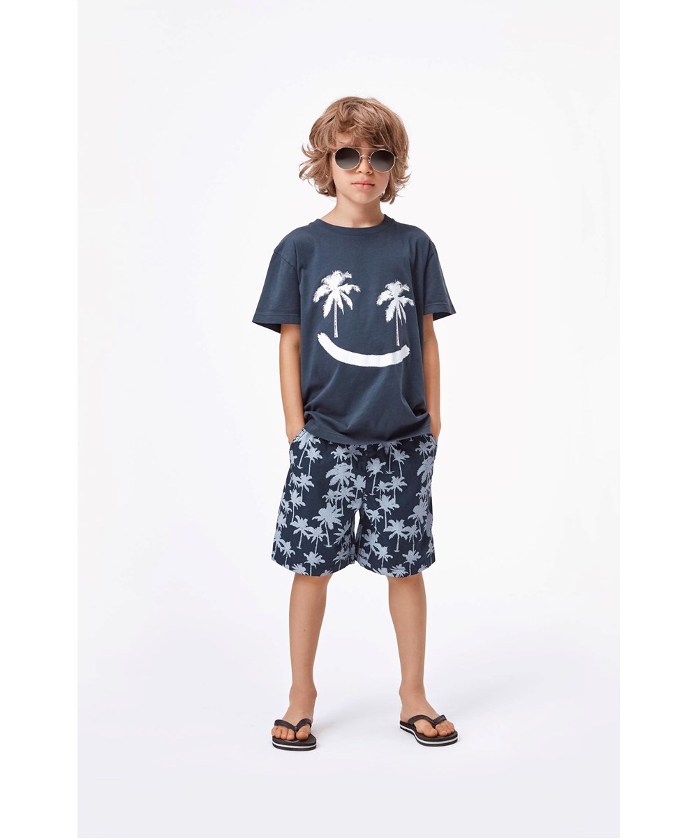 Acton - Summernight Palmtree - Blauwe short met palmbomen print