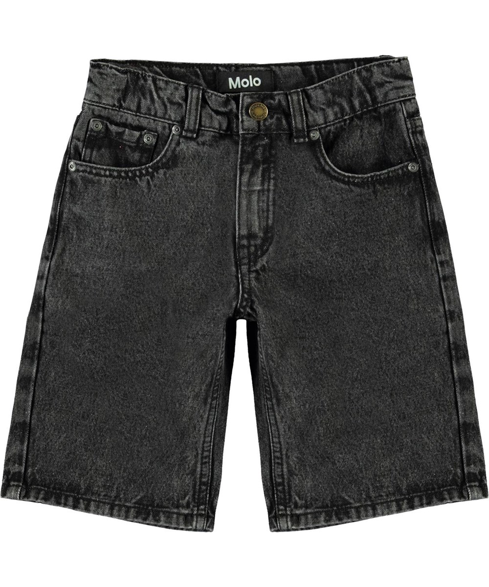 Adrik - Washed Black - Lange zwarte jeans short