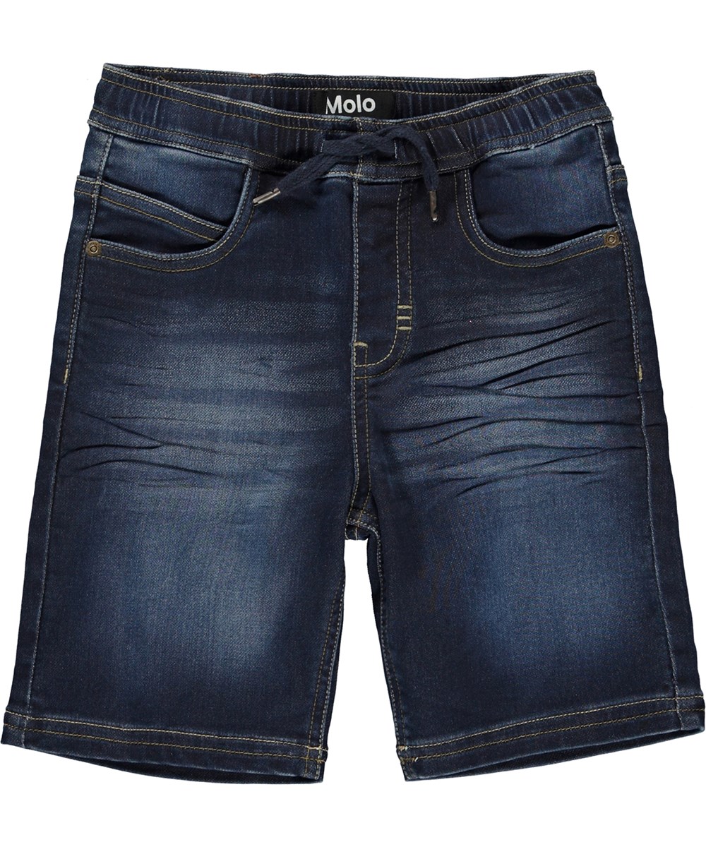 Ali - Dark Indigo - Comfortabele elastische blauwe korte broek