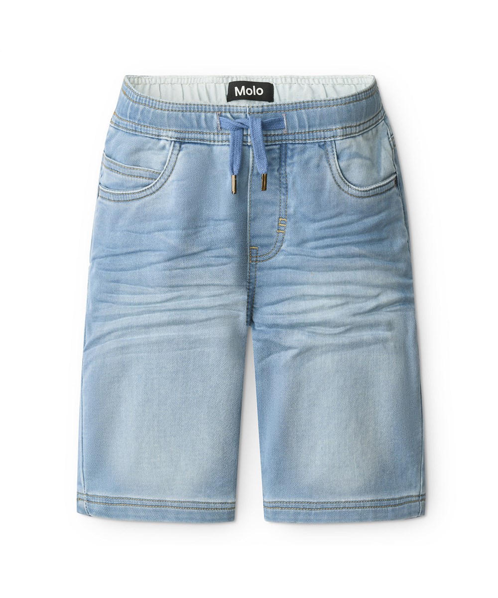 Ali - Soft Denim Blue - Blauwe elastische korte spijkerbroek