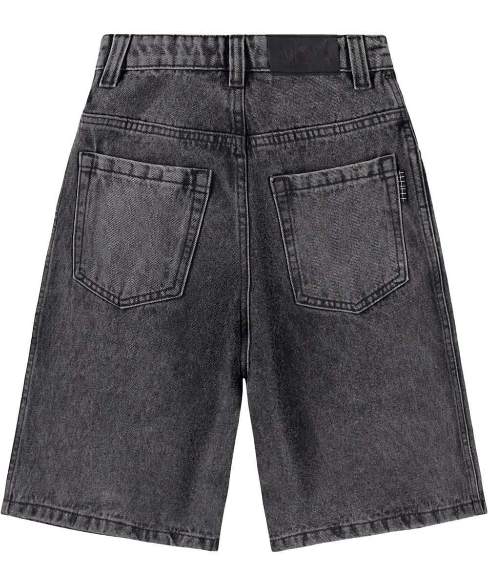 Alphie - Greyish Vintage - Grijze wijde korte spijkerbroek met een verstelbare taille ontworpen voor kinderen en gemaakt van biologisch katoen 