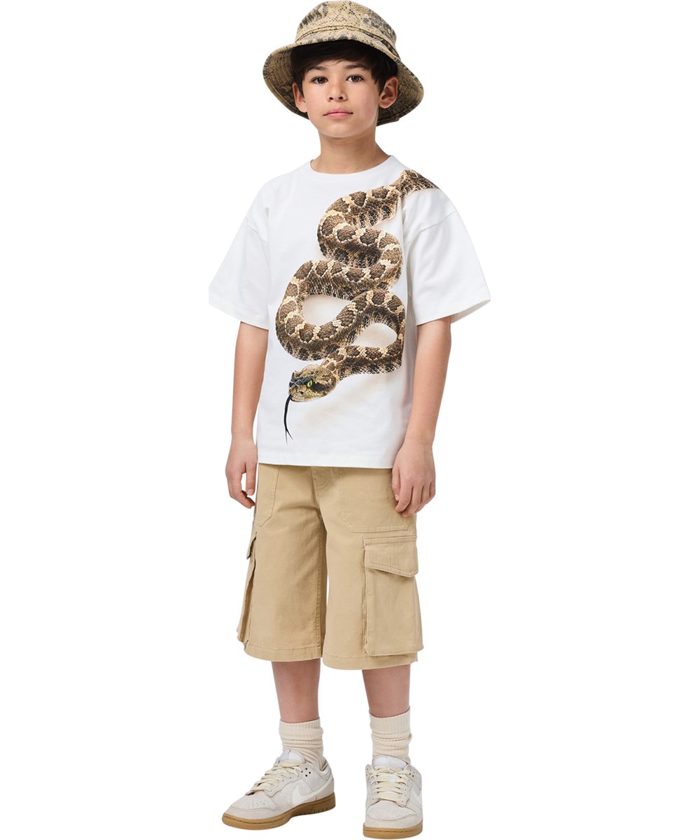 Alt - Desert - Beige katoenen korte kinderbroek met grote cargozakken