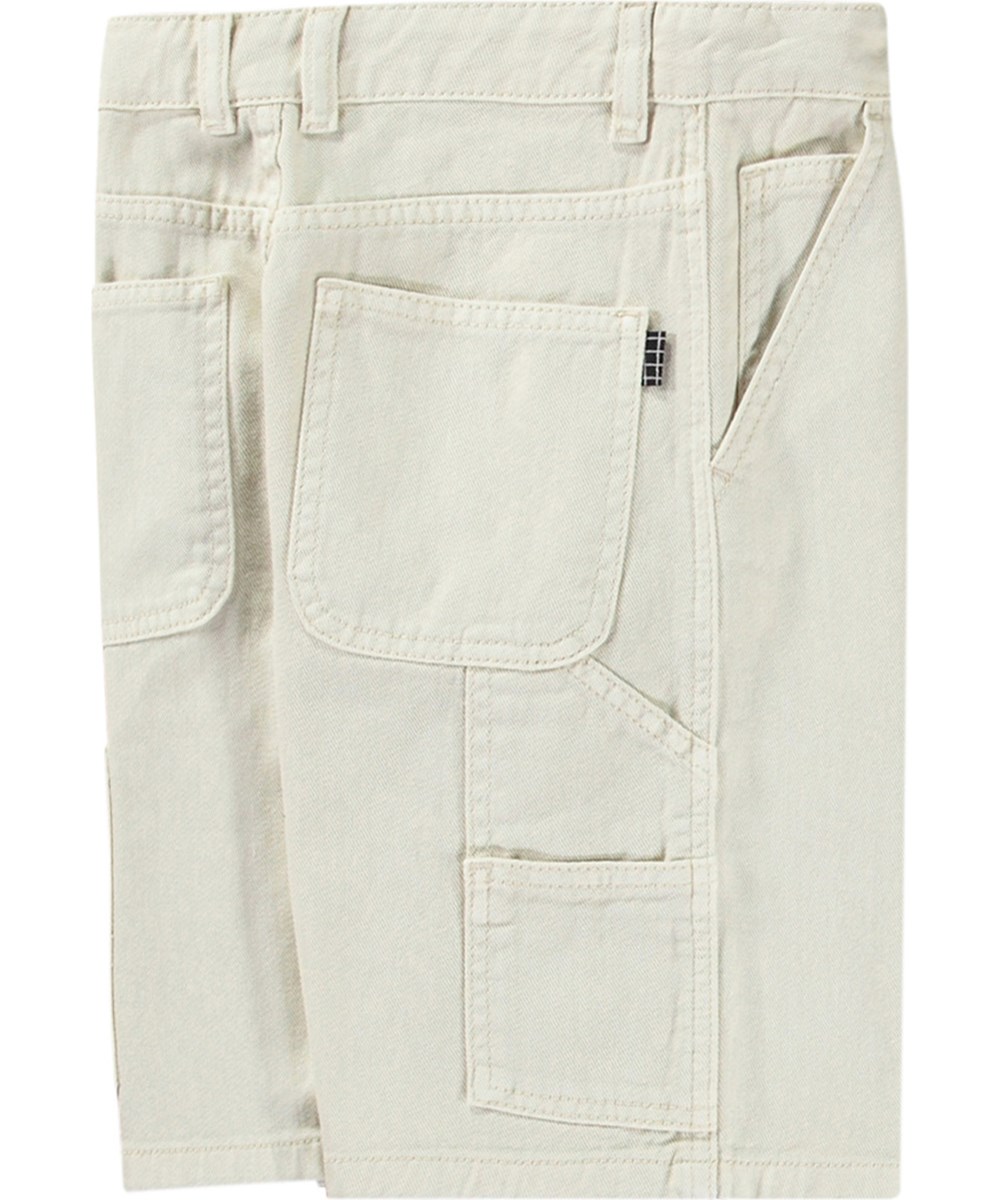 Archie - White Noise - Witte korte katoenen cargobroek voor kinderen.