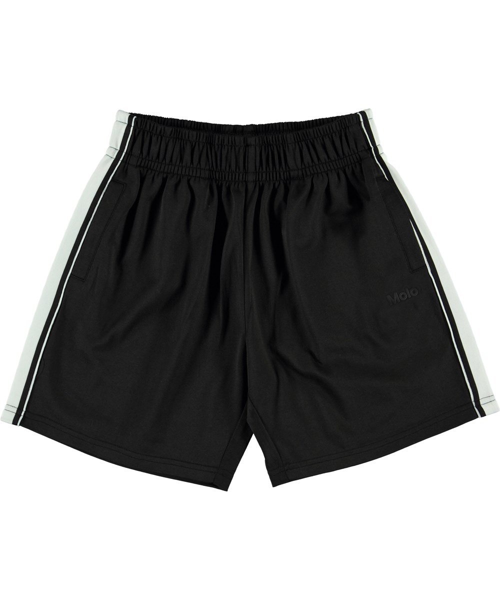 Arinos - Black - Sportieve zwarte korte broek met witte strepen