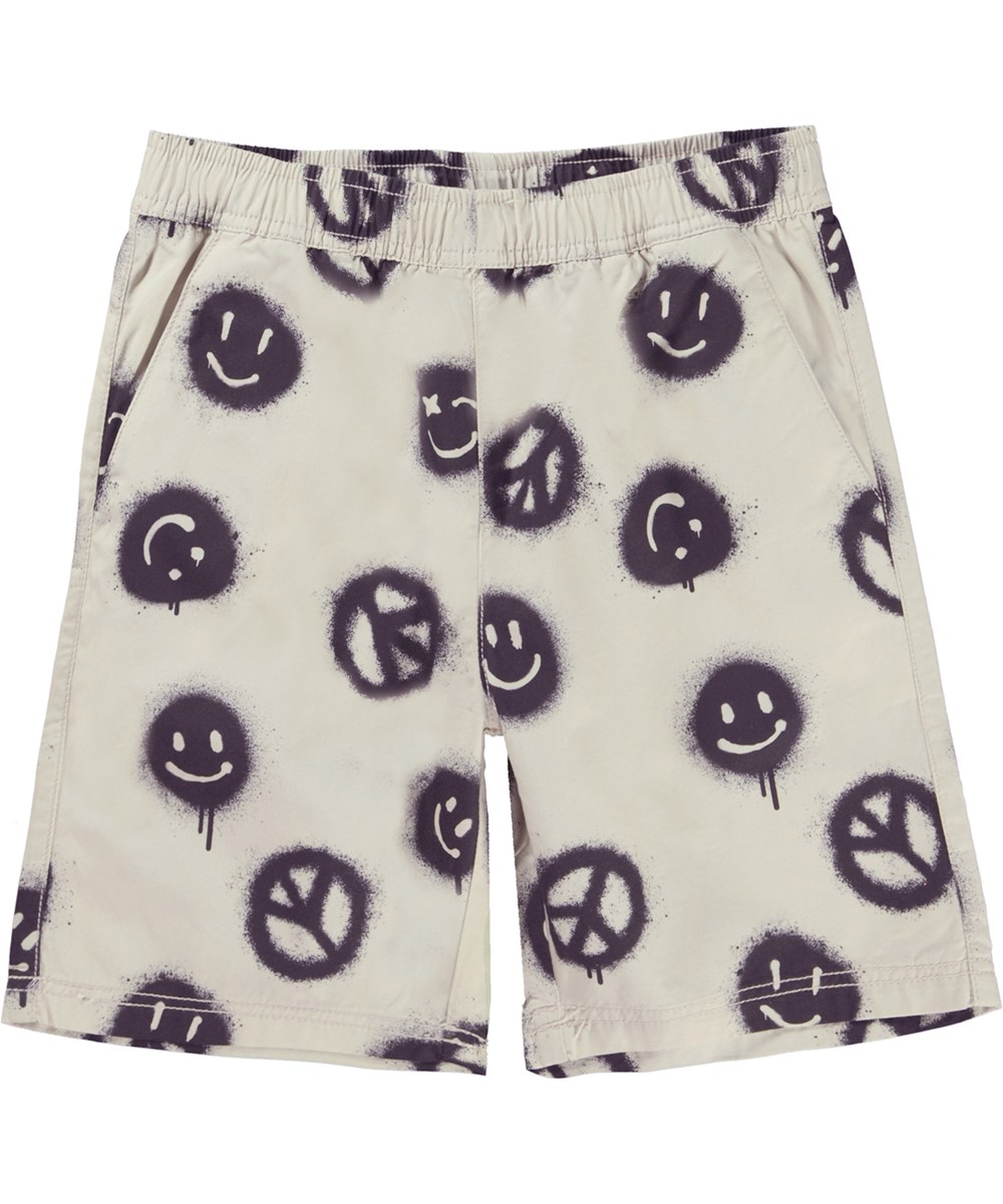Avart - Peace Smile - Grijze korte broek met peace en smileys