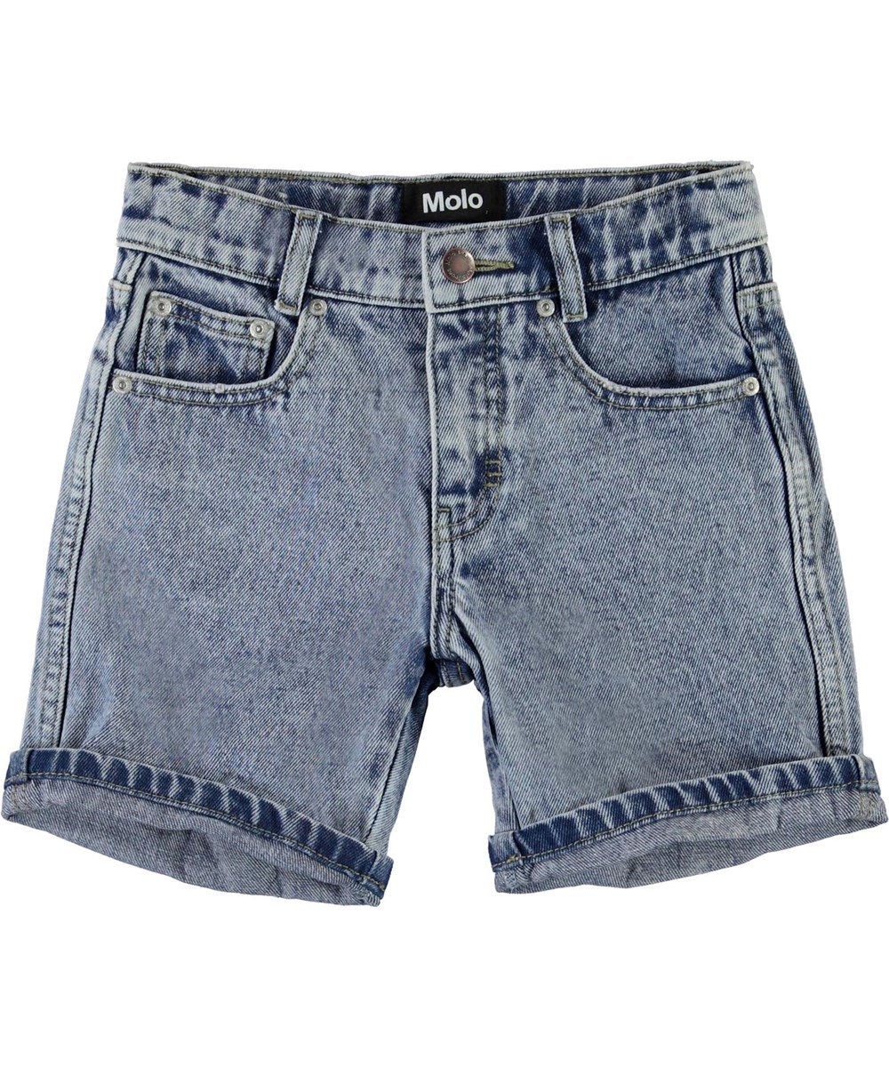 Avian - Stone Blue - Korte jeans met omslag