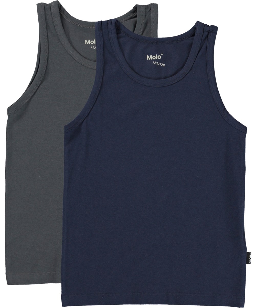Jayden 2-pack -  Space Galaxy - Twee hemdjes in grijs en blauw