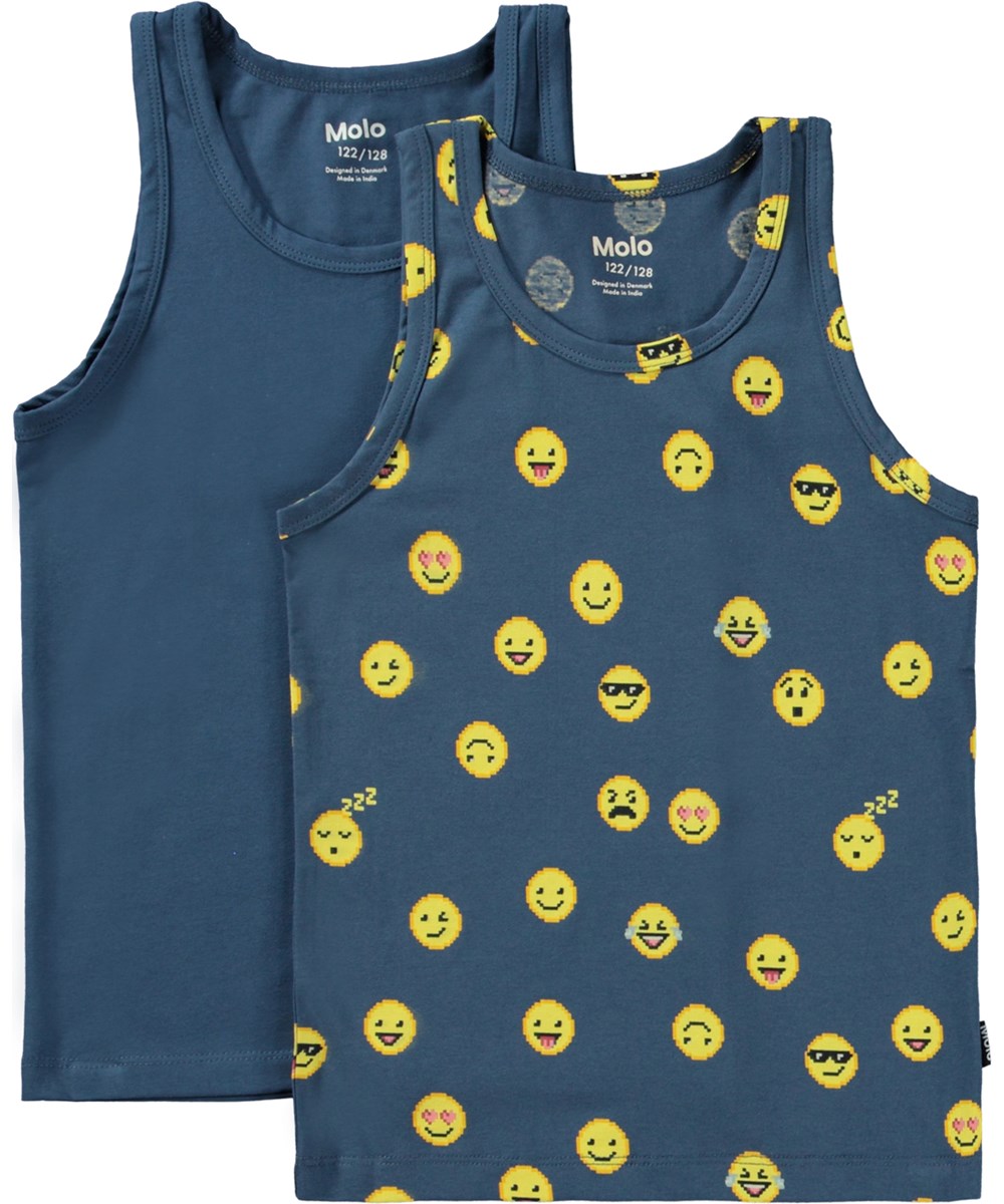 Jayden 2-pack - Calm Pixels - Duopak hemdjes van biologisch katoen met emoji print