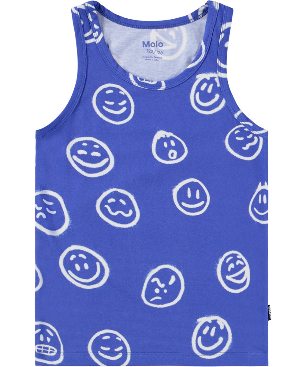 Jayden 2-pack - Moon Moods Blue - Duopak kinderhemdjes met brede bandjes en ronde hals gemaakt van zacht biologisch katoen.