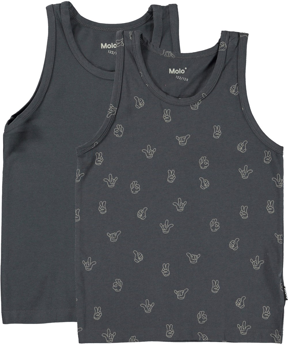 Jayden 2-pack - Space Hands - Twee hemdjes in grijs en handgebaren