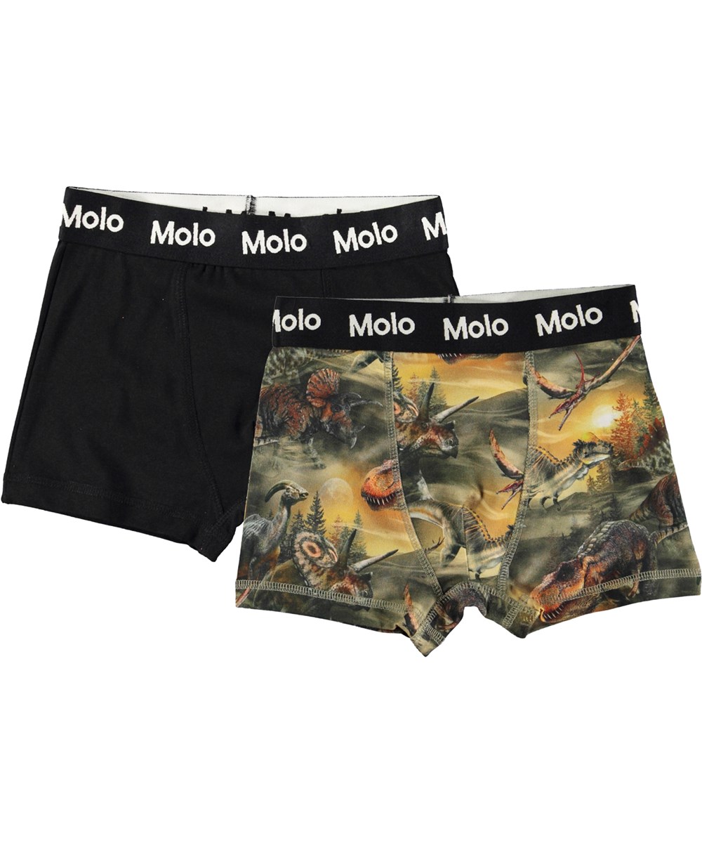 Justin 2-Pack - Dino Black - Duo pak biologische boxershorts