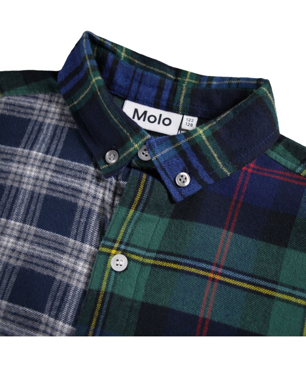 Remon - Check Mix - Kleurrijk geruit kinderblouse gemaakt van biologisch katoen.