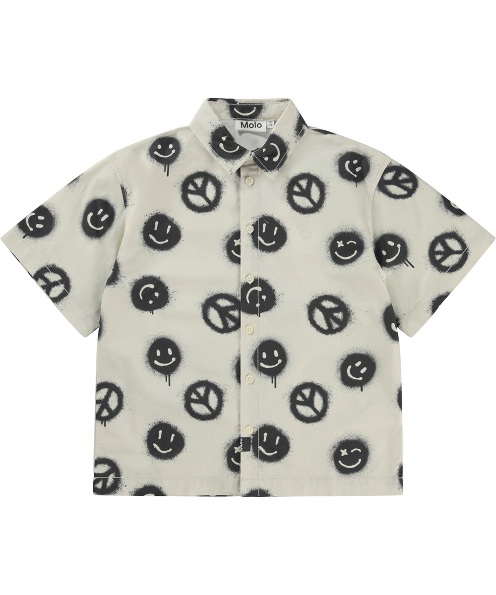 Richie - Peace Smile - Grijze blouse met peace en smiley
