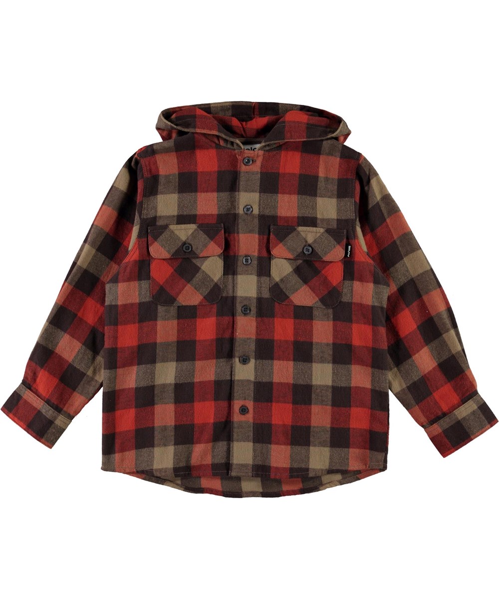 Rizz - Red Brown Check - Rood en bruin geblokte blouse
