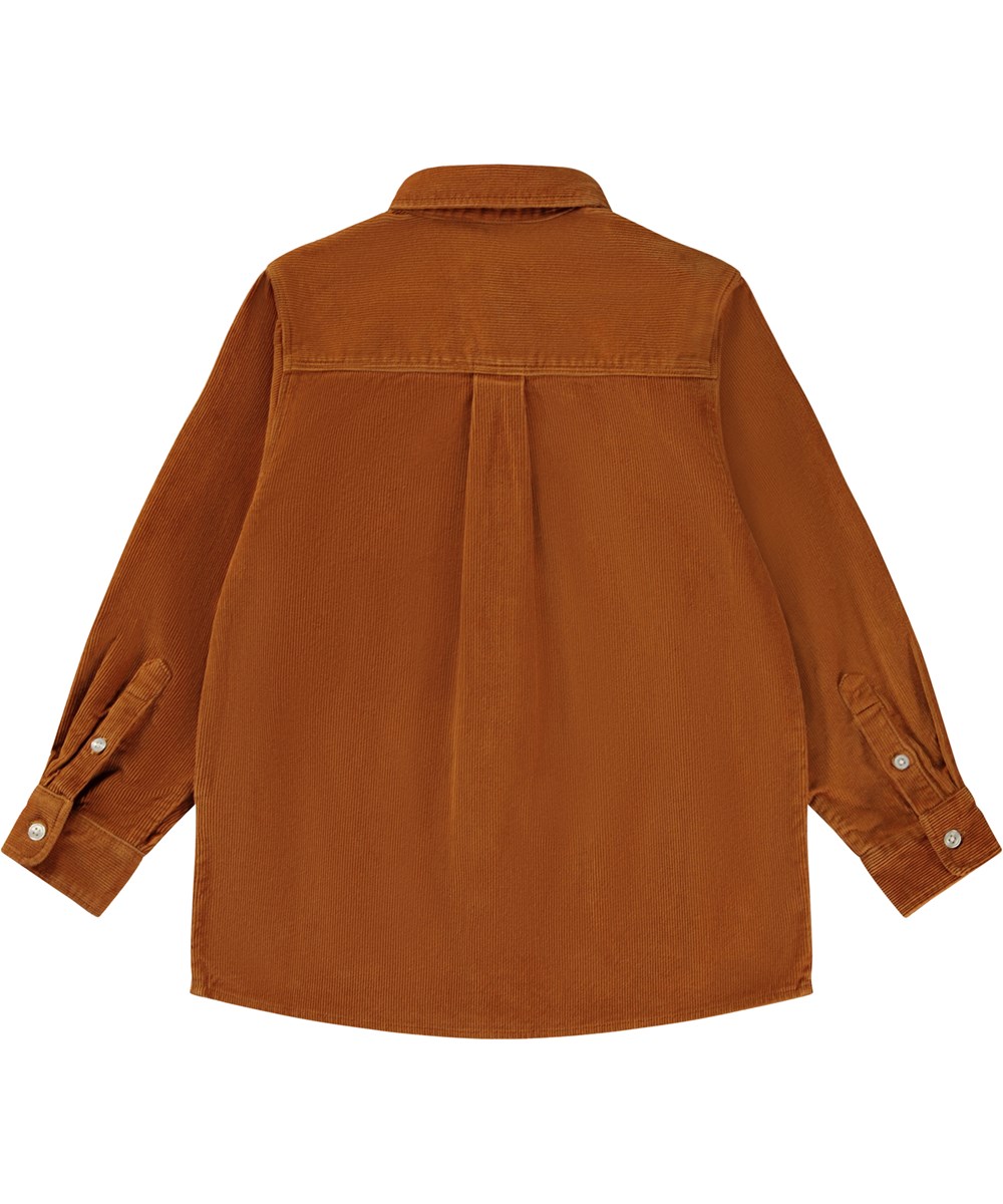 Rozz - Warm Stone - Oranje ribfluwelen corduroy overhemd