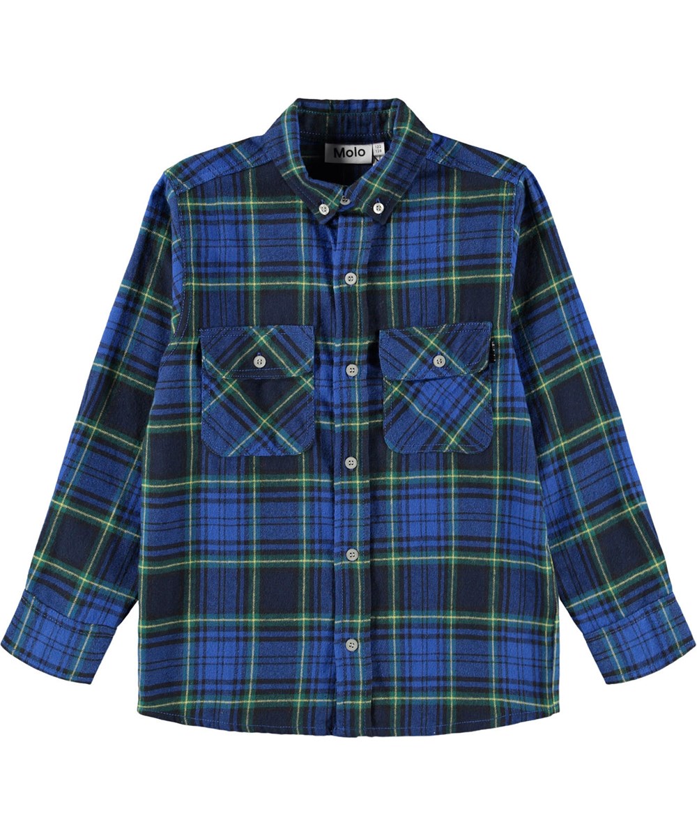 Rozzy - Depths Check - Groen en blauw geruite blouse gemaakt van katoen.