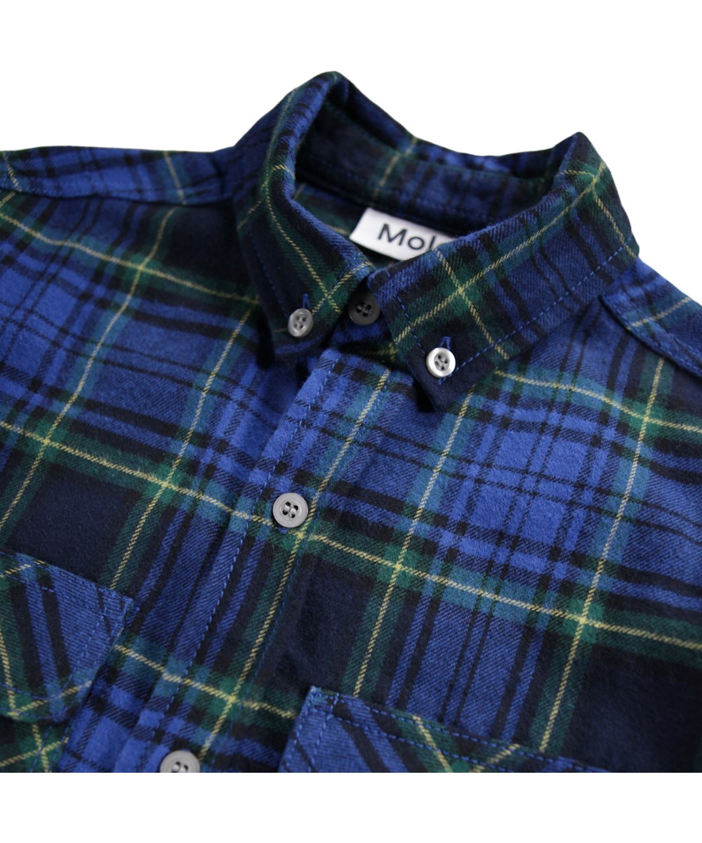 Rozzy - Depths Check - Groen en blauw geruite blouse gemaakt van katoen.