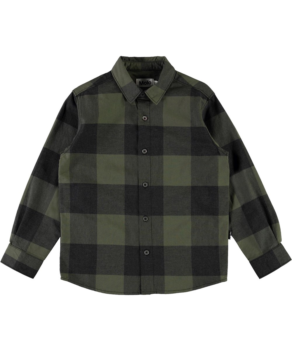 Russy - Green Check - Groen geblokte blouse