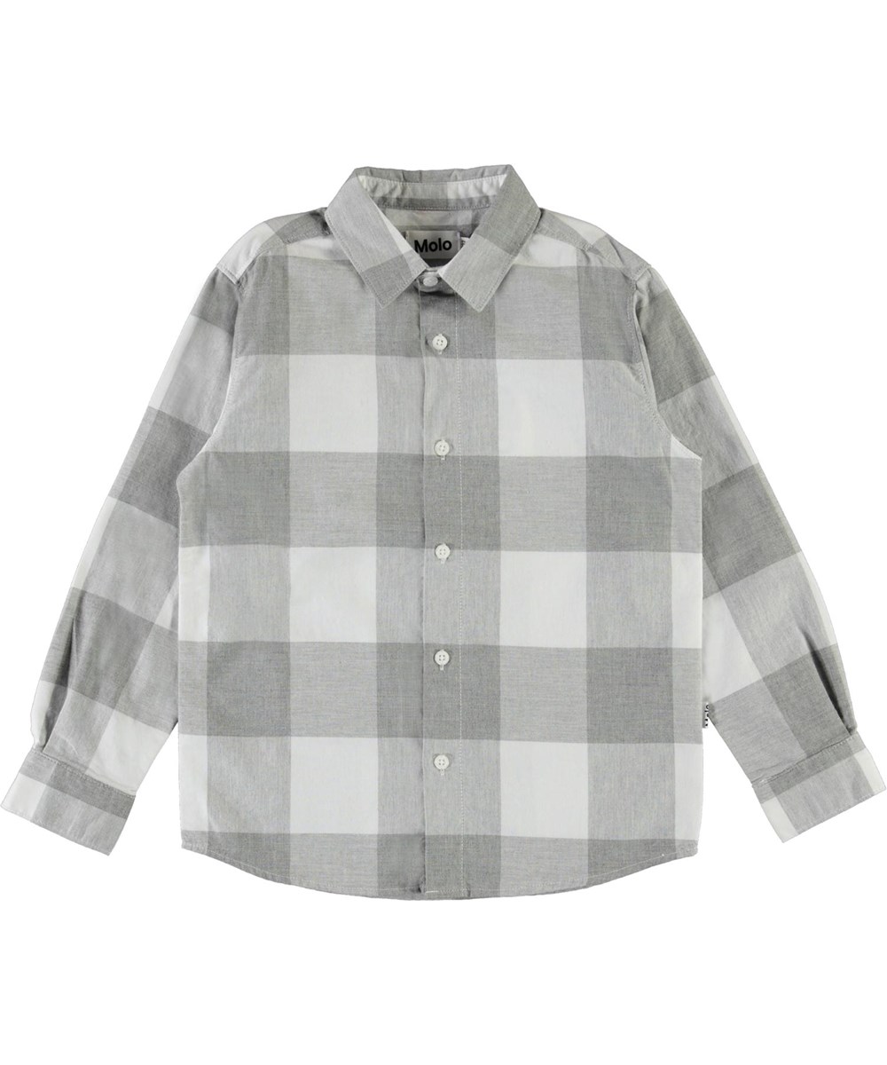 Russy - Grey Check - Grijs en wit geblokte blouse