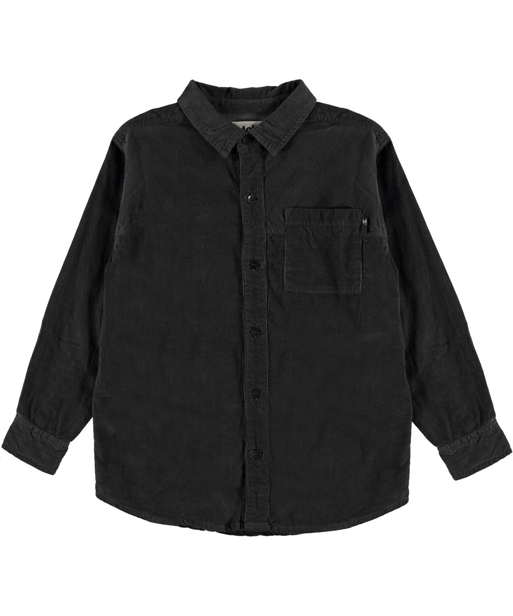 Russy - Night Grey - Donkergrijze corduroy blouse