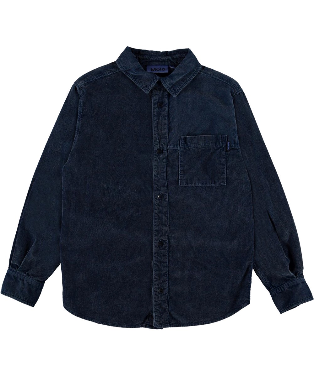 Russy - Sea - Blauwe corduroy blouse