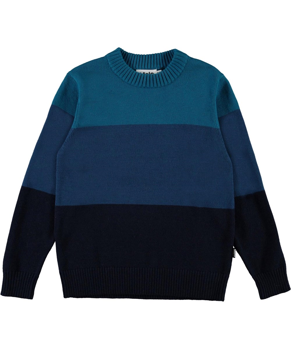 Berge - Tricolore - Gebreide blauw gestreepte trui