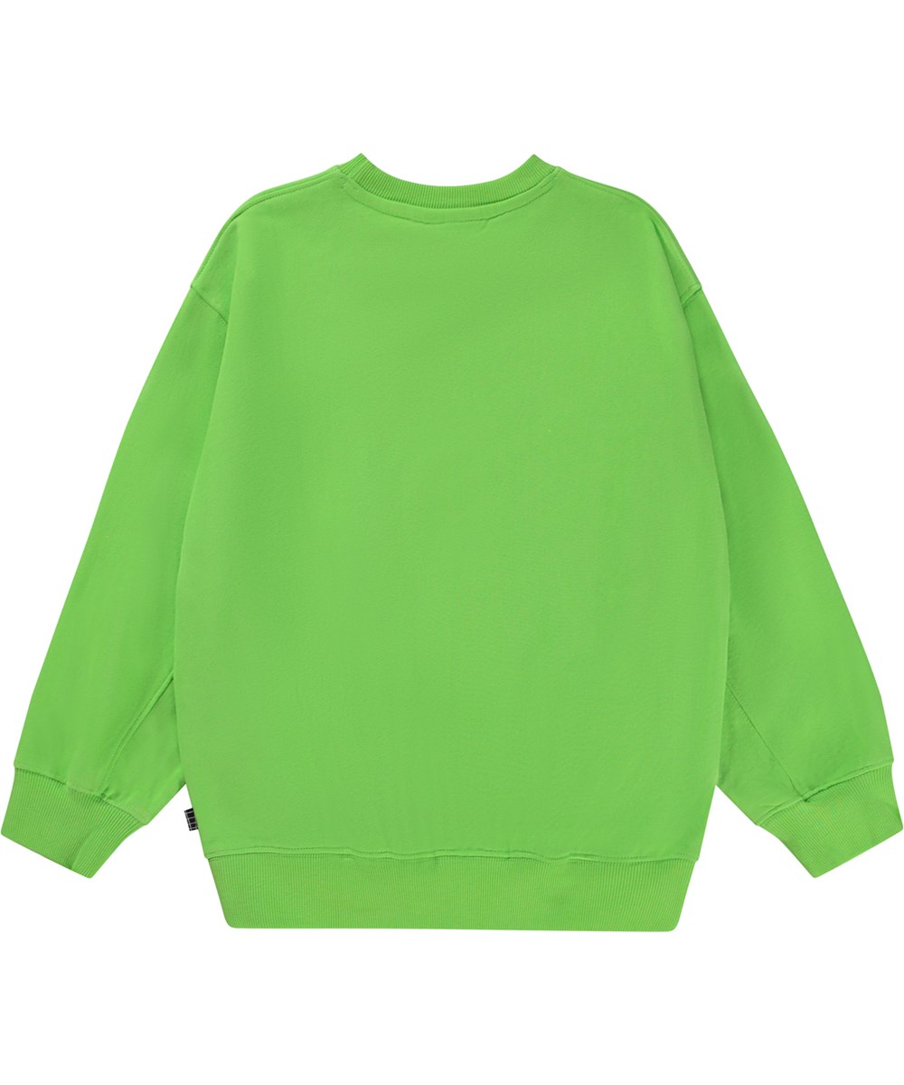 Magni - Glowing Green - Groene biologische sweater met grafische print