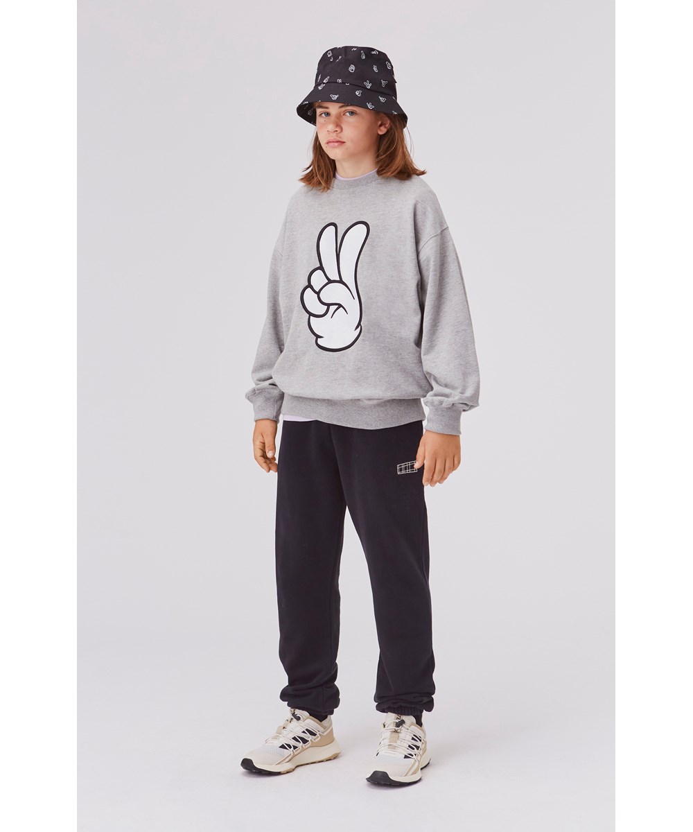 Mar - Grey Melange - Grijze sweater met peace sign