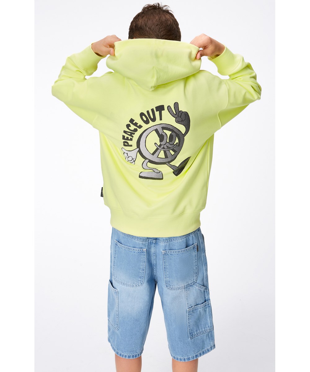 Matt - Sour Lemon - Gele biologische hoodie met peace print