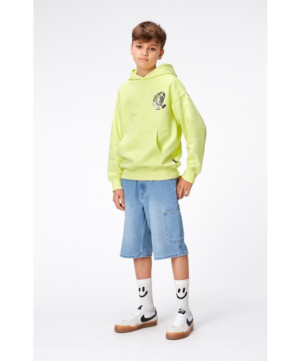 Matt - Sour Lemon - Gele biologische hoodie met peace print