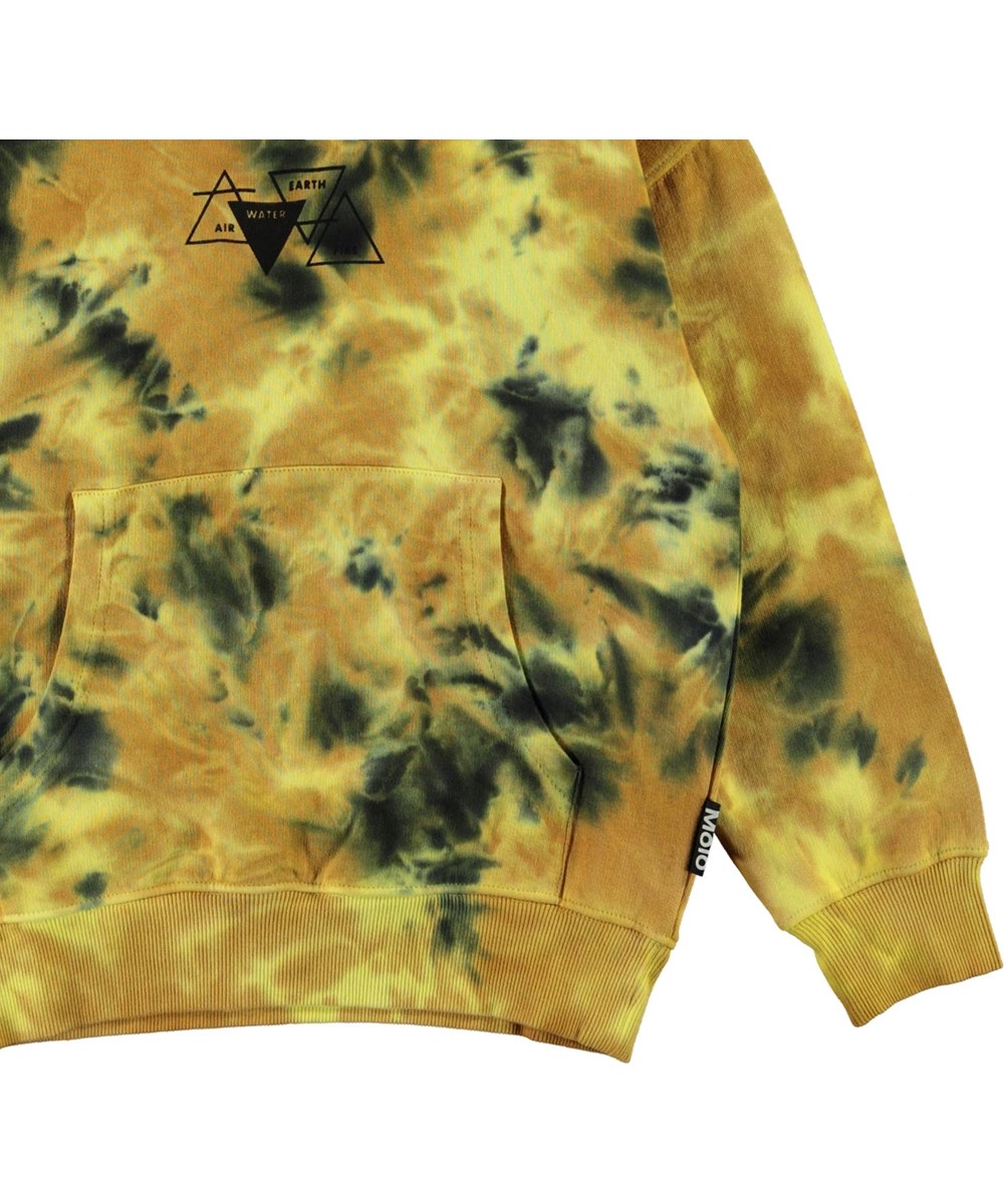 Matt - Tie Dye - Biologische gele en zwarte tie-dye hoodie 