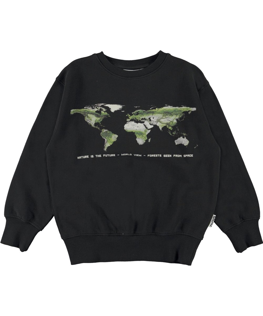 Mattis - Black - Zwarte biologische sweater met de aarde