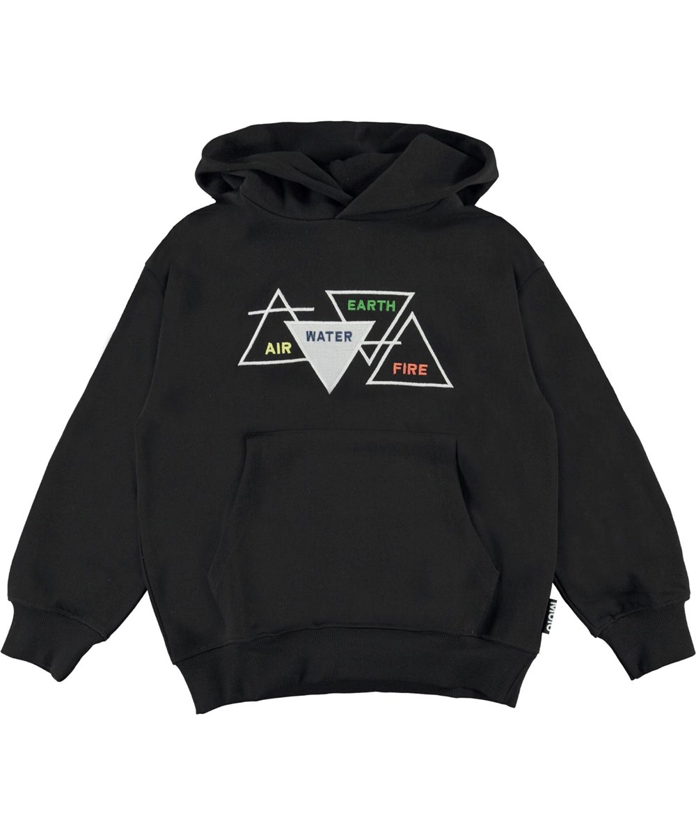 Matt - Black - Zwarte biologische hoodie met air en water