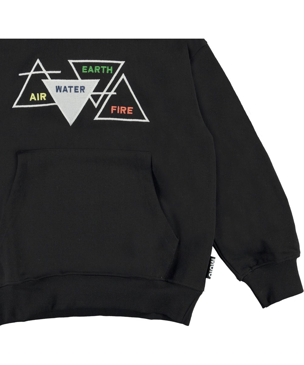 Matt - Black - Zwarte biologische hoodie met air en water