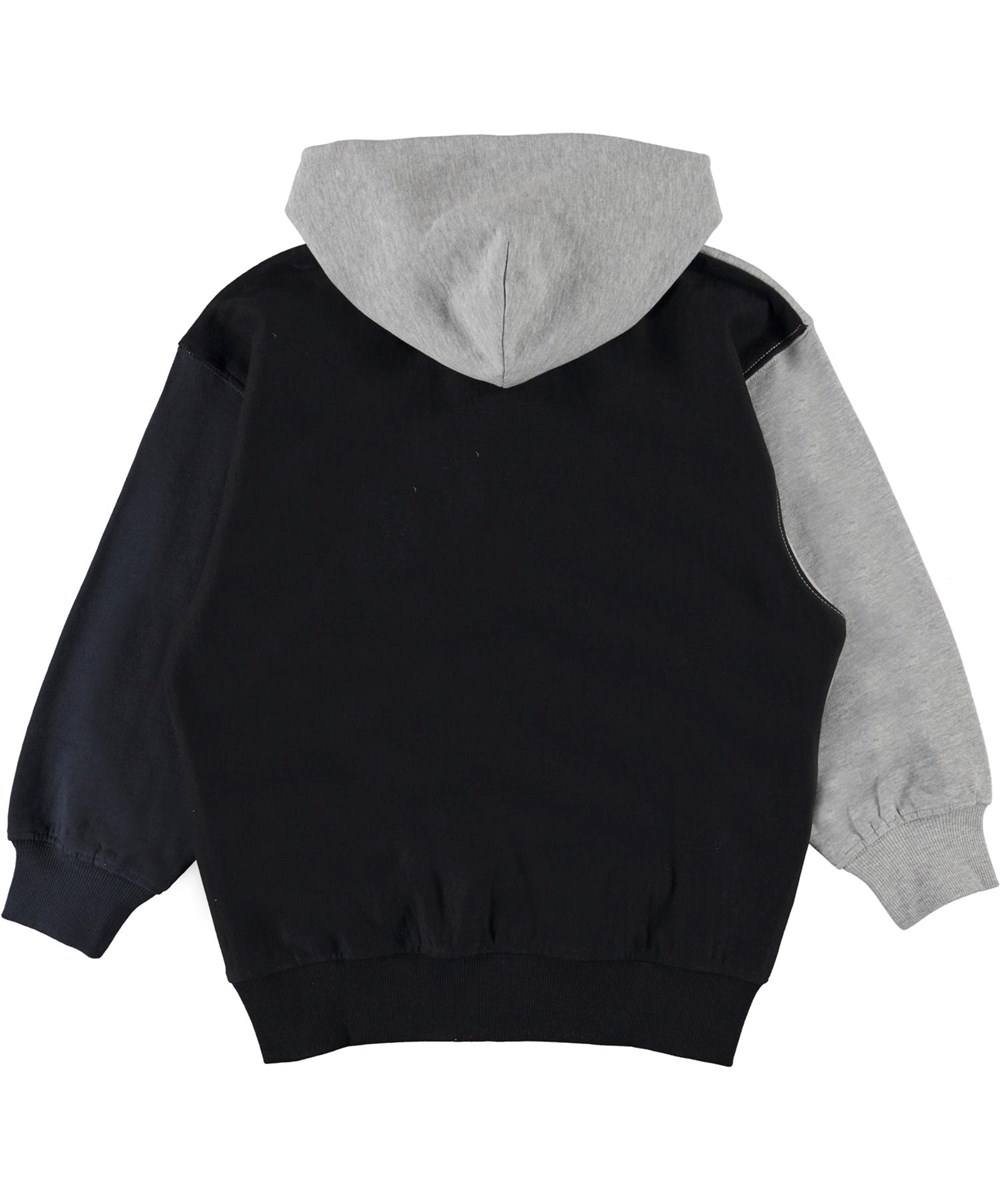 Me - Grey Melange - Zwart, grijze en blauwe hoodie met rits